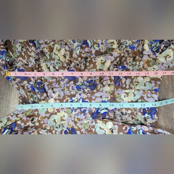 & Other Stories Relaxed Wrap Maxi Dress Womens 6 Brown & Multi Floral Silk Blend - Picture 13 of 16